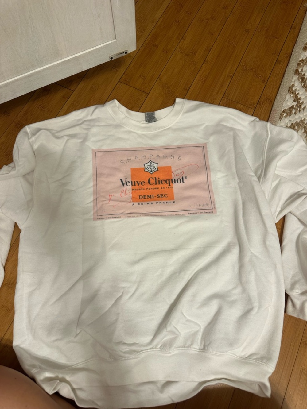 Veuve Clicquot White Sweatshirt with Pink Label